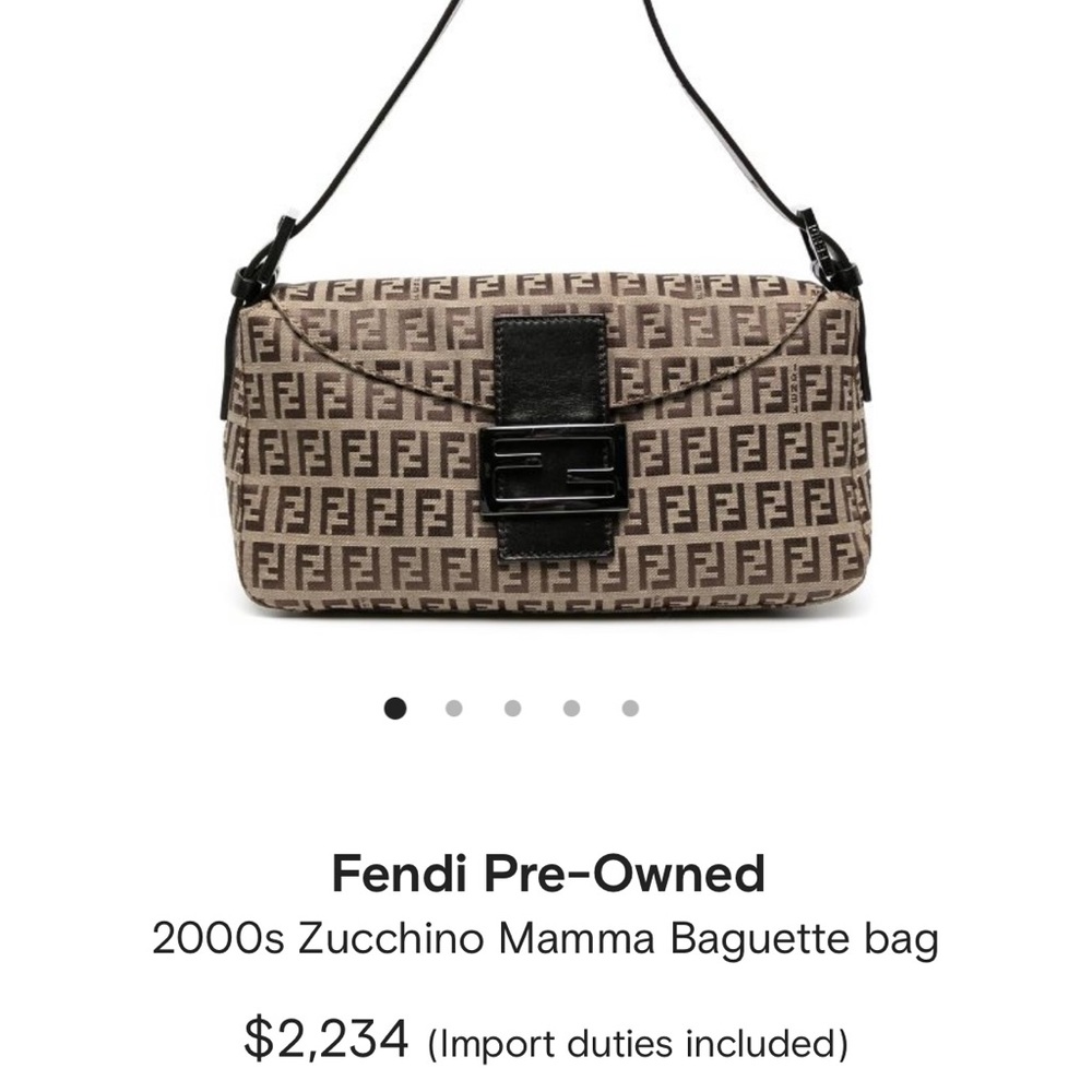 Vintage FENDI Zucchino Double Flap Mamma Baguette Bag in Brown Gold - Picture 4 of 15
